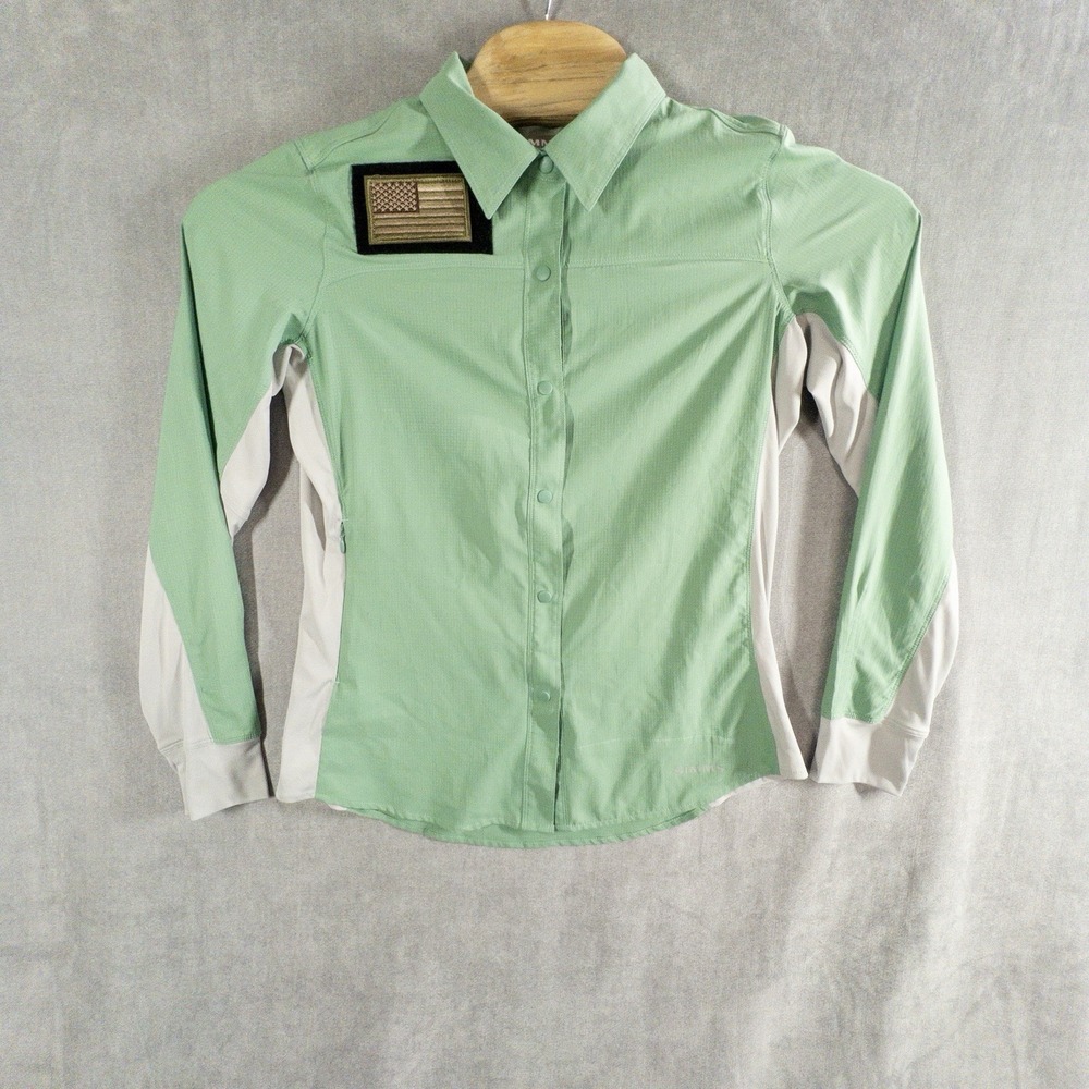 Simms Fishing Performance Snap Front Shirt Womens Medium Gorpcore Outdoors *Read